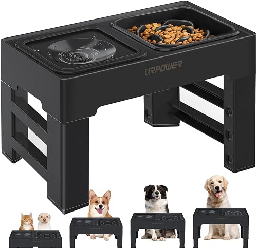 URPOWER Elevated Dog Bowls 4-Height Adjustable Stand